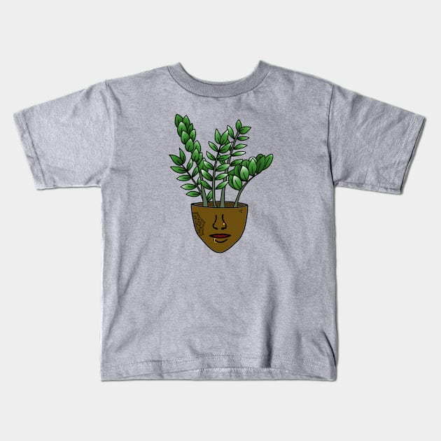 Plant People With Face Tattoos and Piercings, Dark Skin Kids T-Shirt by Tenpmcreations